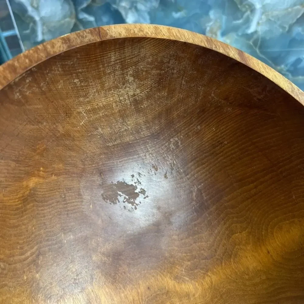 Vintage Mort N. Marton Birch Wood 13” Bowl Dough Salad Made In Canada